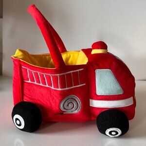 Mud Pie Fire Truck Easter Basket Soft Plush Treat Container